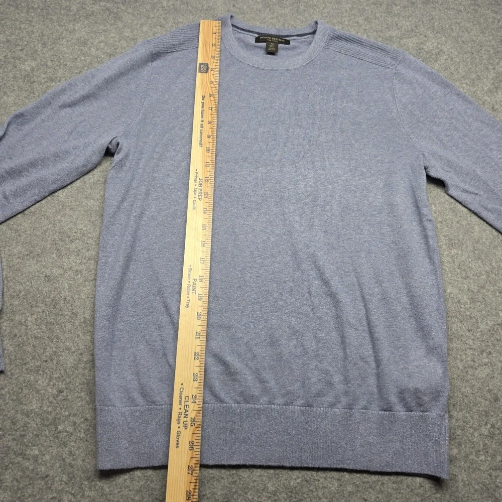 Banana Republic Mens Blue Silk Linen Blend Crewneck Sweater Medium Heathered